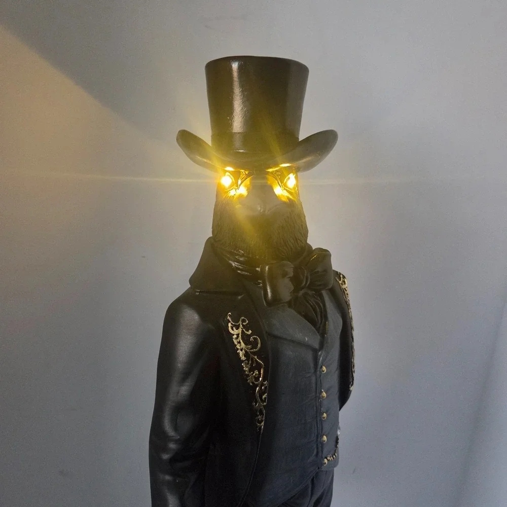Hallow's Eve Raven Gentleman LED Light Up Eyes Halloween Figurine 20 Inch